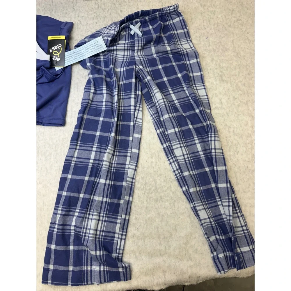 Art Class kids Into The Night Cowboy Pajama‎ Set Blue Plaid Size S 6/7 NWT